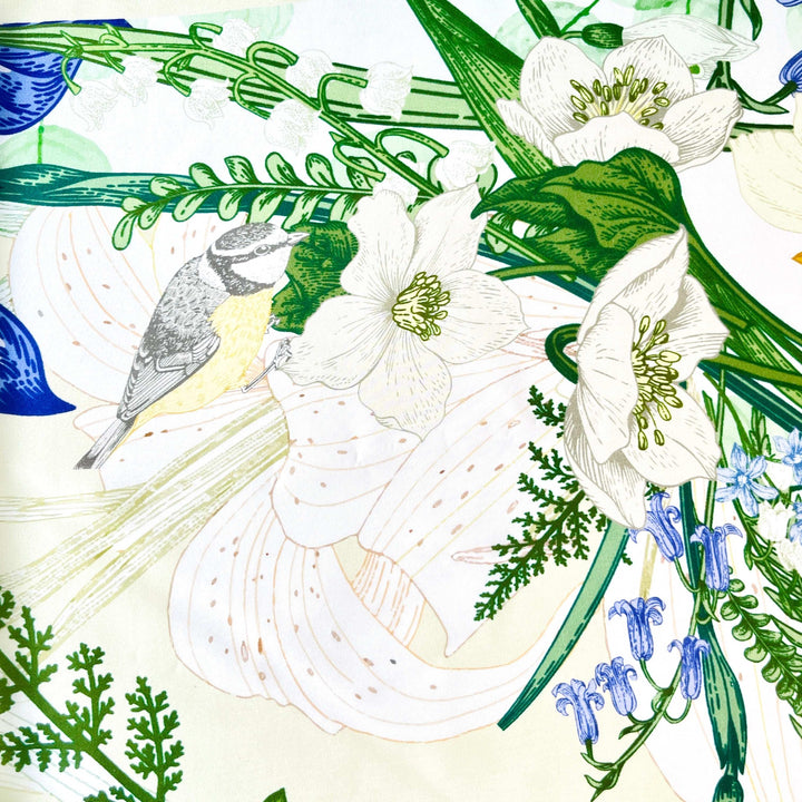 Blooming Flower Print Silk Scarf