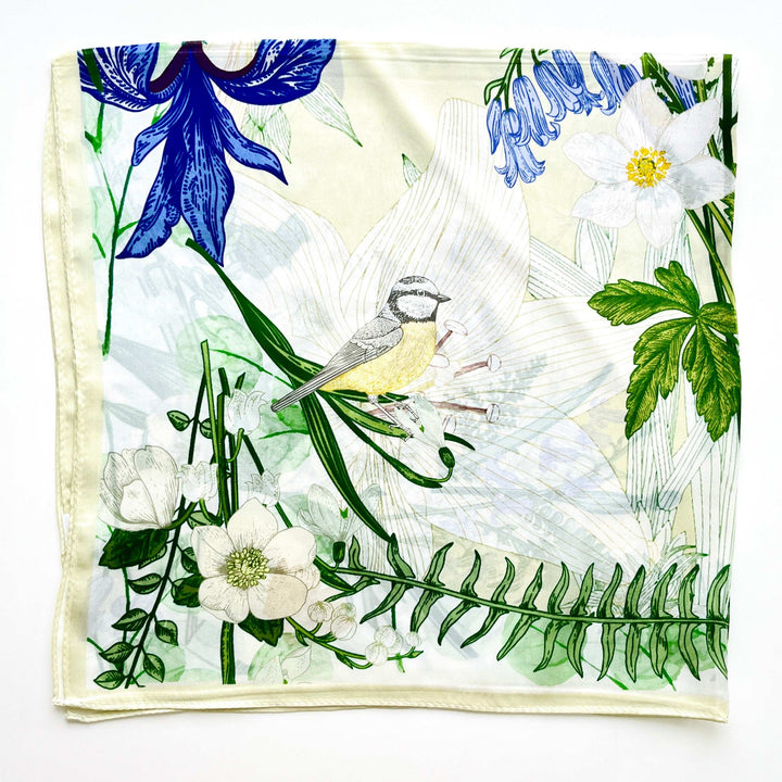Blooming Flower Print Silk Scarf