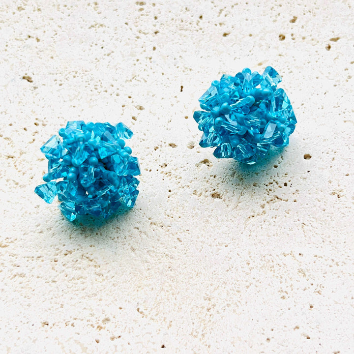 Natural Bunny Accessories Blue Beaded Hydrangea Stud Earrings