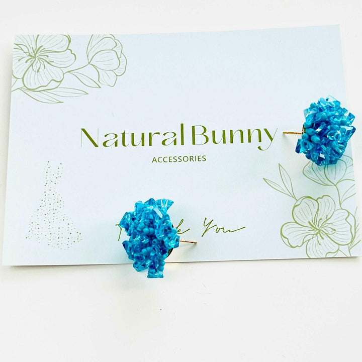 Blue Beaded Hydrangea Stud Earrings - Natural Bunny Accessories