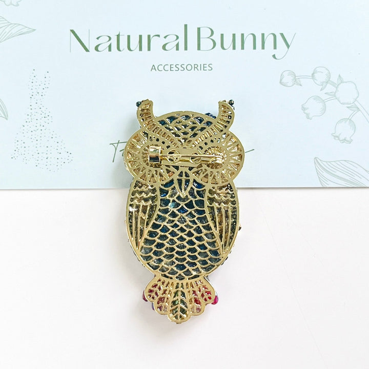 Blue Crystal Owl Brooch - Natural Bunny Accessories