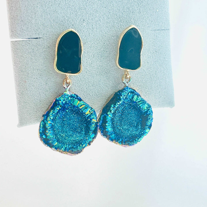 Blue Galaxy Dangle Earrings
