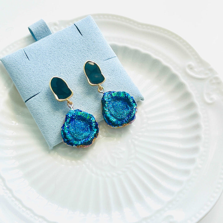 Blue Galaxy Dangle Earrings