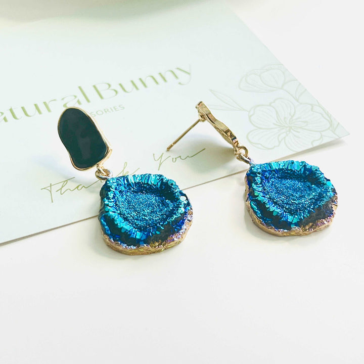Blue Galaxy Dangle Earrings
