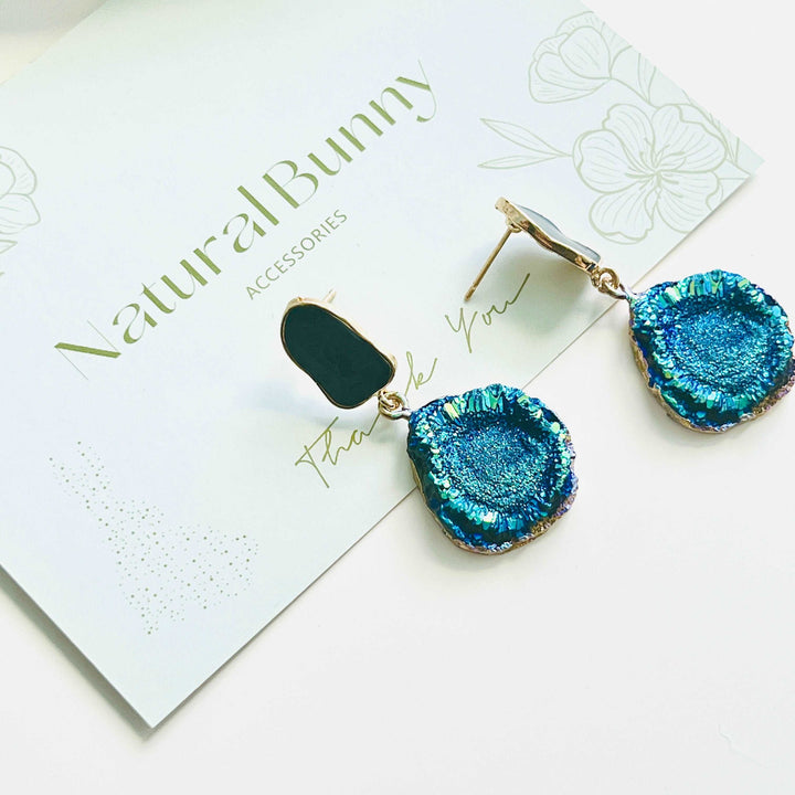 Blue Galaxy Dangle Earrings