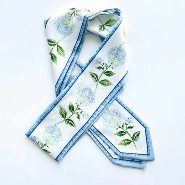 Blue Hydrangea Printed Skinny Scarf