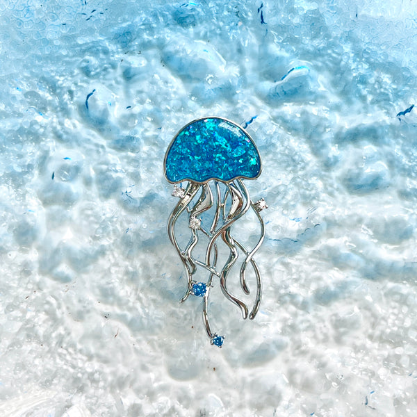 Blue Jellyfish Brooch