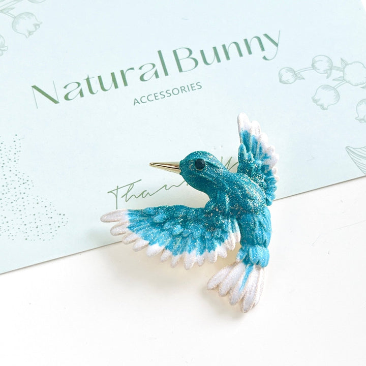 Blue Kingfisher Bird Brooch - Natural Bunny Accessories