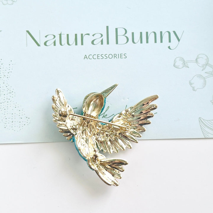 Blue Kingfisher Bird Brooch - Natural Bunny Accessories