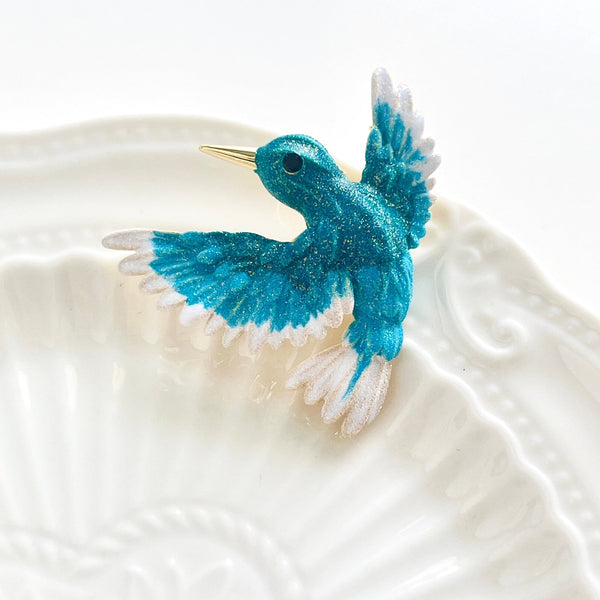 Blue Kingfisher Bird Brooch - Natural Bunny Accessories