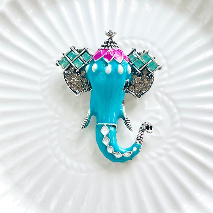 Blue Lucky Elephant Brooch - Natural Bunny Accessories