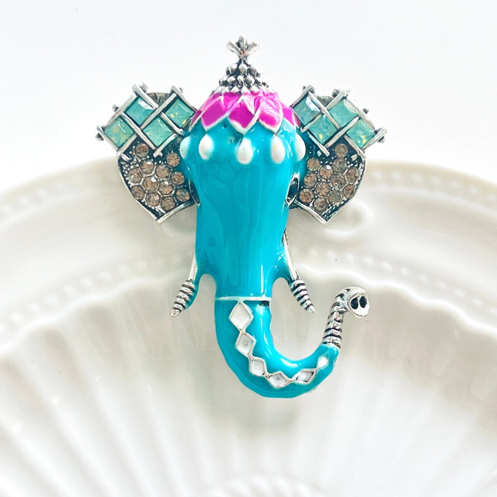 Blue Lucky Elephant Brooch - Natural Bunny Accessories