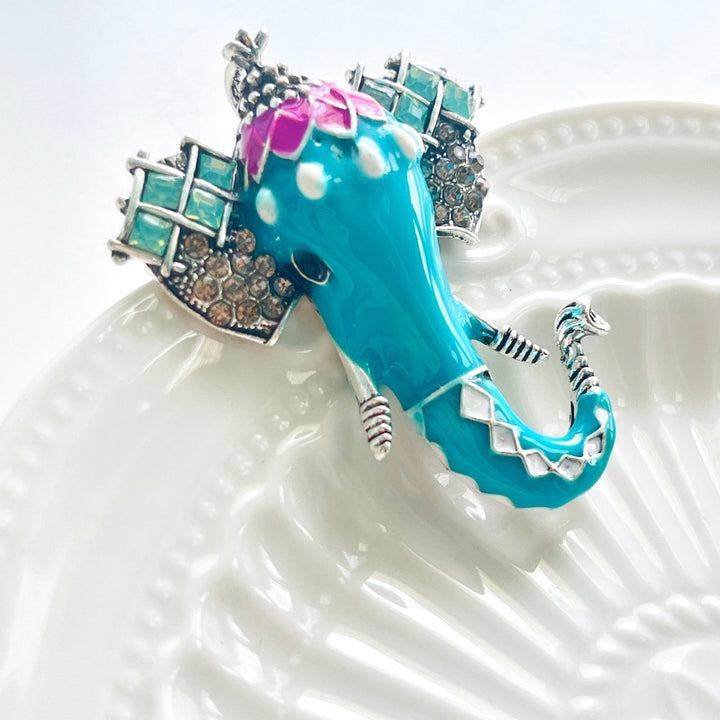 Blue Lucky Elephant Brooch - Natural Bunny Accessories