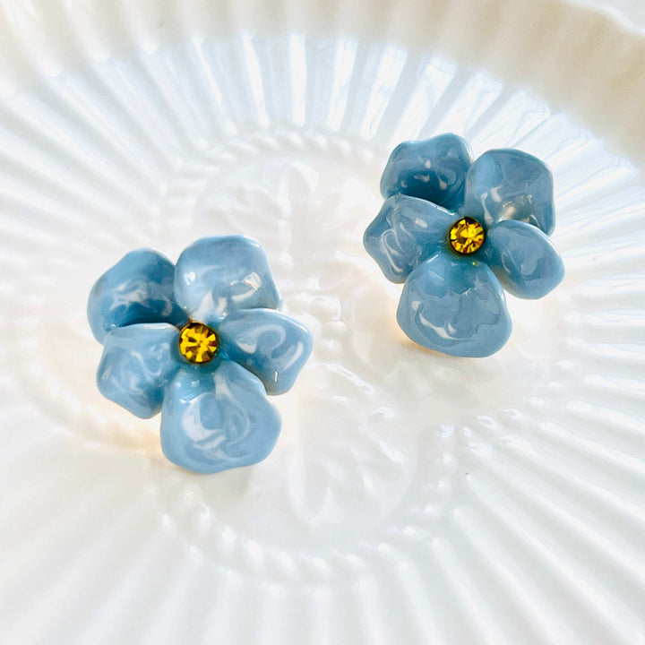Blue Orchid Stud Earrings
