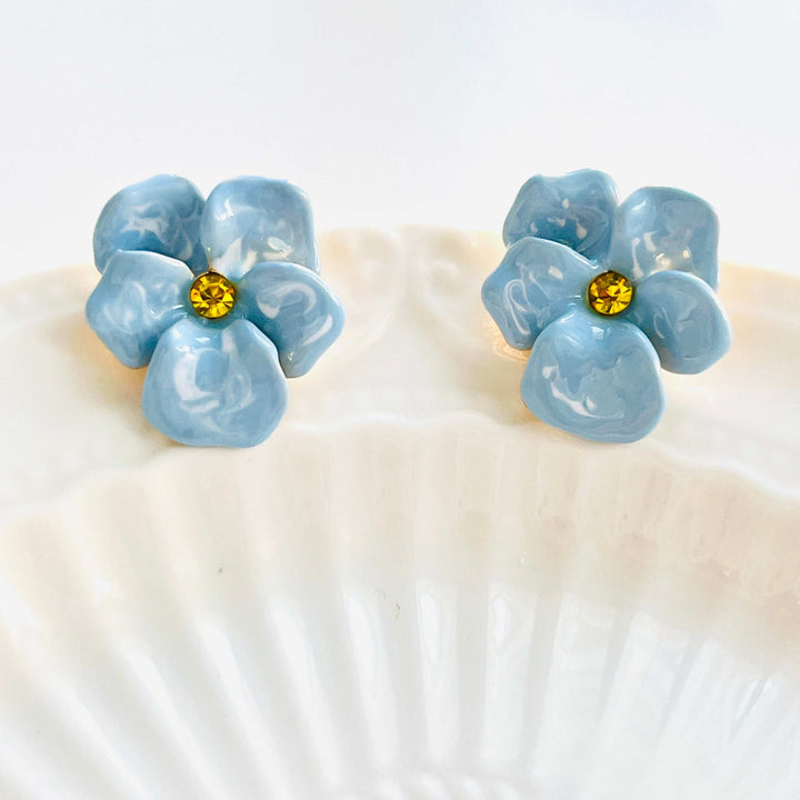 Blue Orchid Stud Earrings