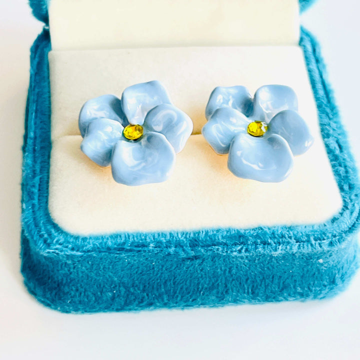 Blue Orchid Stud Earrings
