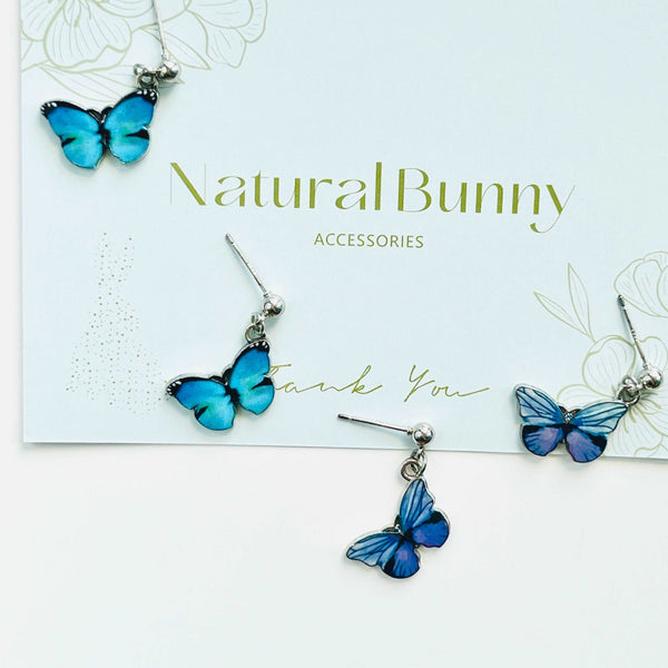 Blue / Purple Butterfly Drop Earrings