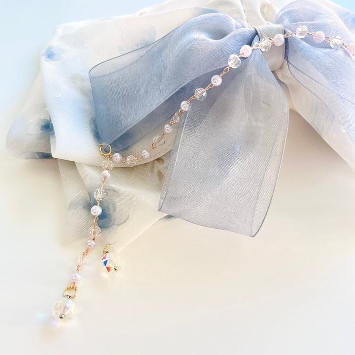 Blue Rose Bow Hair Claw Clip - Natural Bunny Accessories