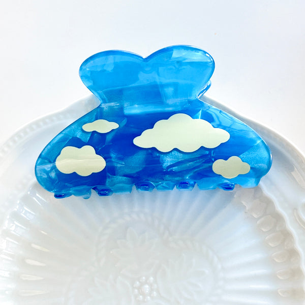Blue Sky White Cloud Hair Claw Clip