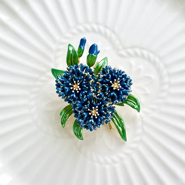 Blue Thistle Flower Brooch