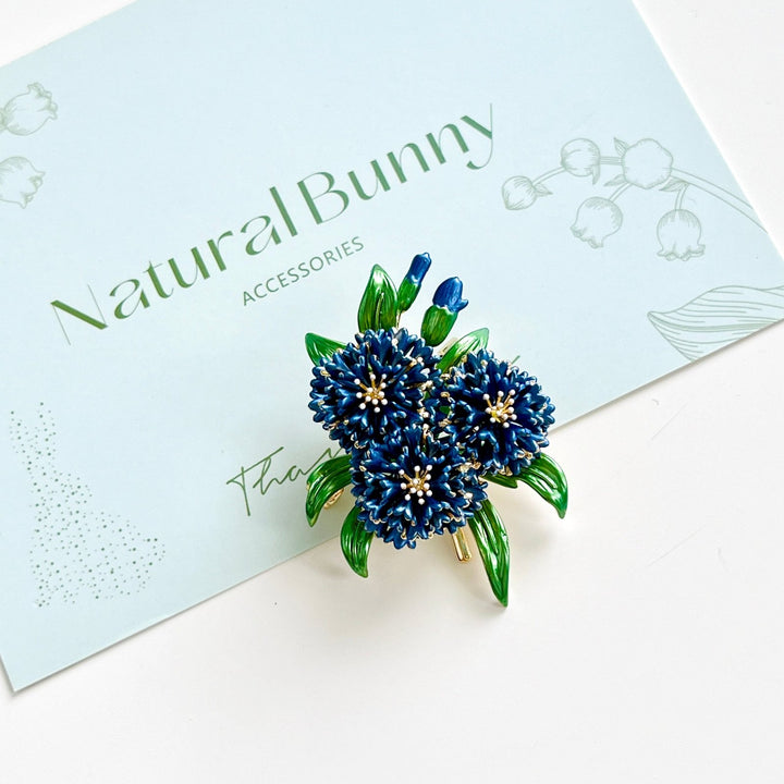 Blue Thistle Flower Brooch - Natural Bunny Accessories