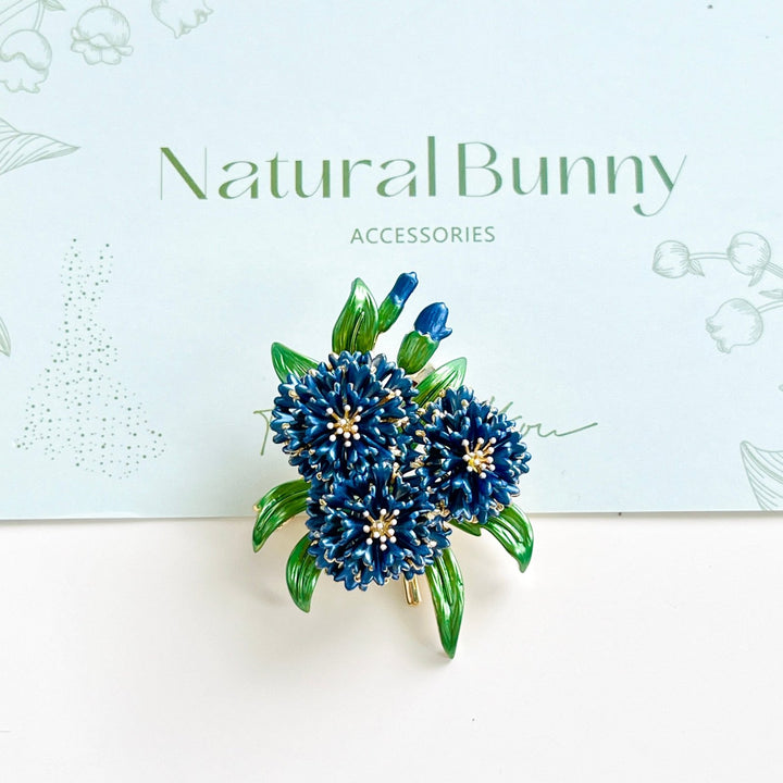 Blue Thistle Flower Brooch - Natural Bunny Accessories