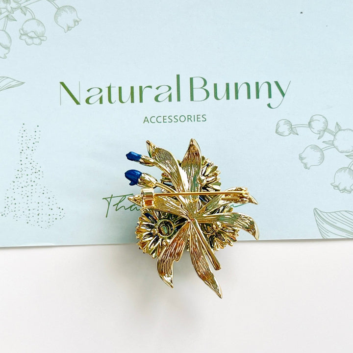 Blue Thistle Flower Brooch - Natural Bunny Accessories