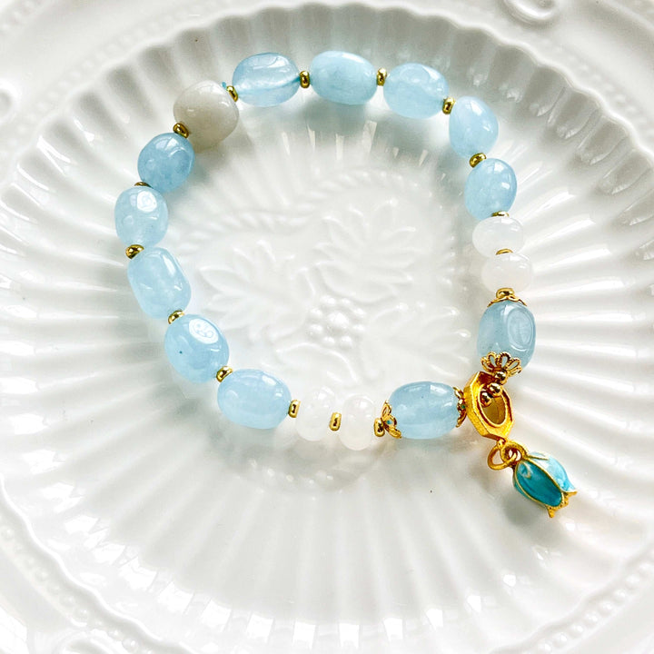 Bluebell Aquamarine Beaded Bracelet