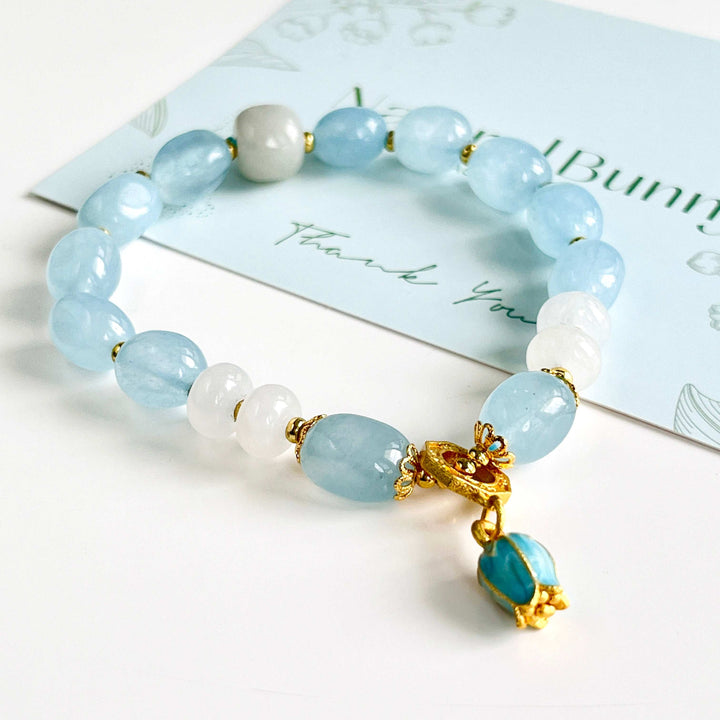 Bluebell Aquamarine Beaded Bracelet