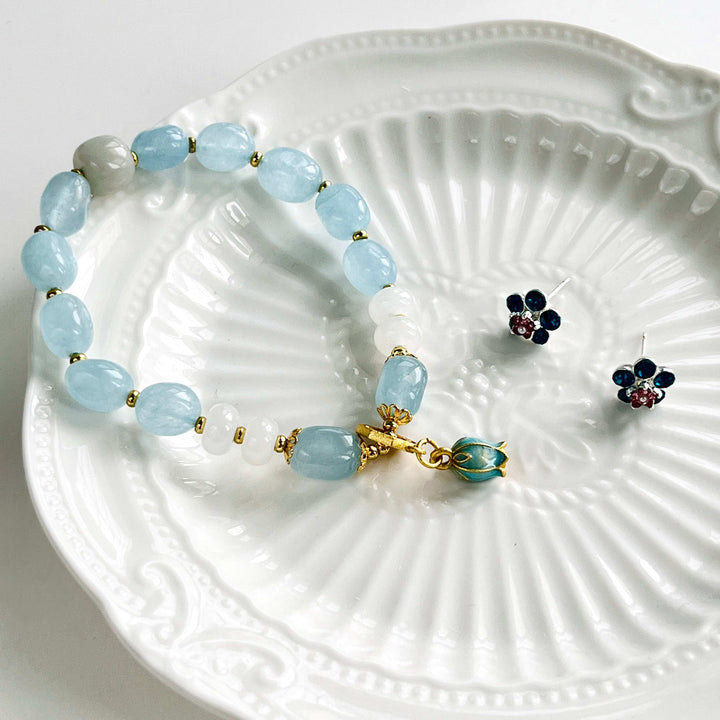 Bluebell Aquamarine Beaded Bracelet