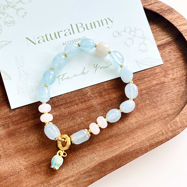 Bluebell Aquamarine Beaded Bracelet