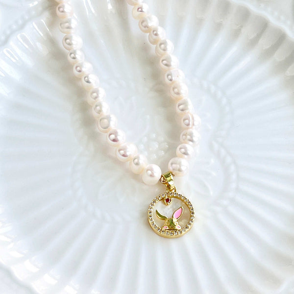 Bunny Pendant Freshwater Pearl Necklace