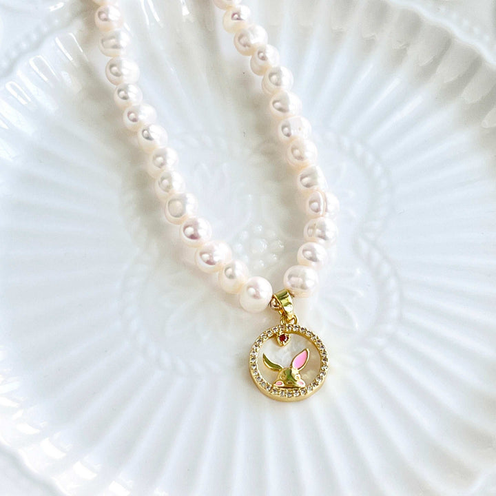 Bunny Pendant Freshwater Pearl Necklace