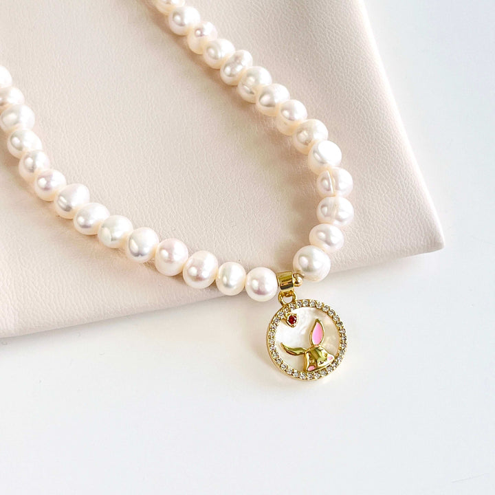 Bunny Pendant Freshwater Pearl Necklace