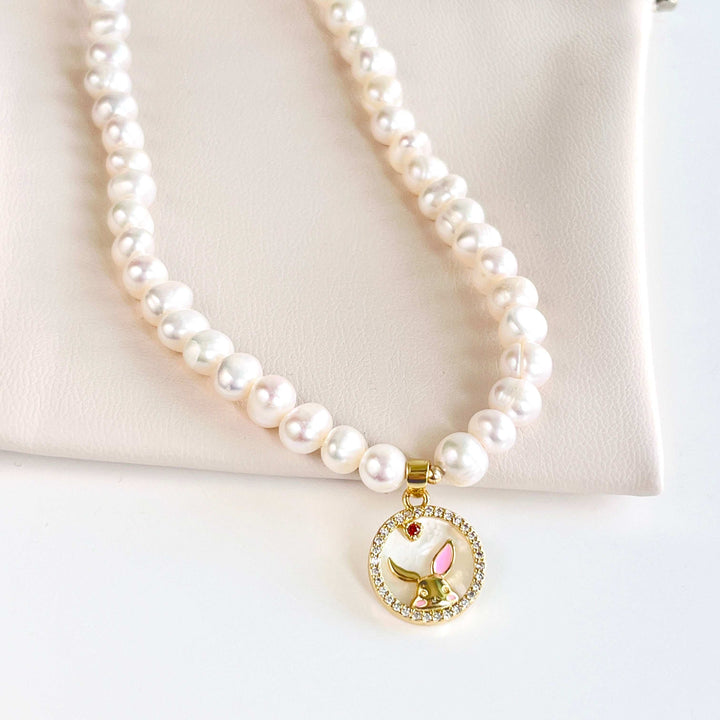 Bunny Pendant Freshwater Pearl Necklace