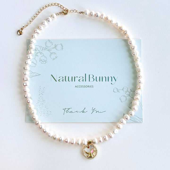Bunny Pendant Freshwater Pearl Necklace