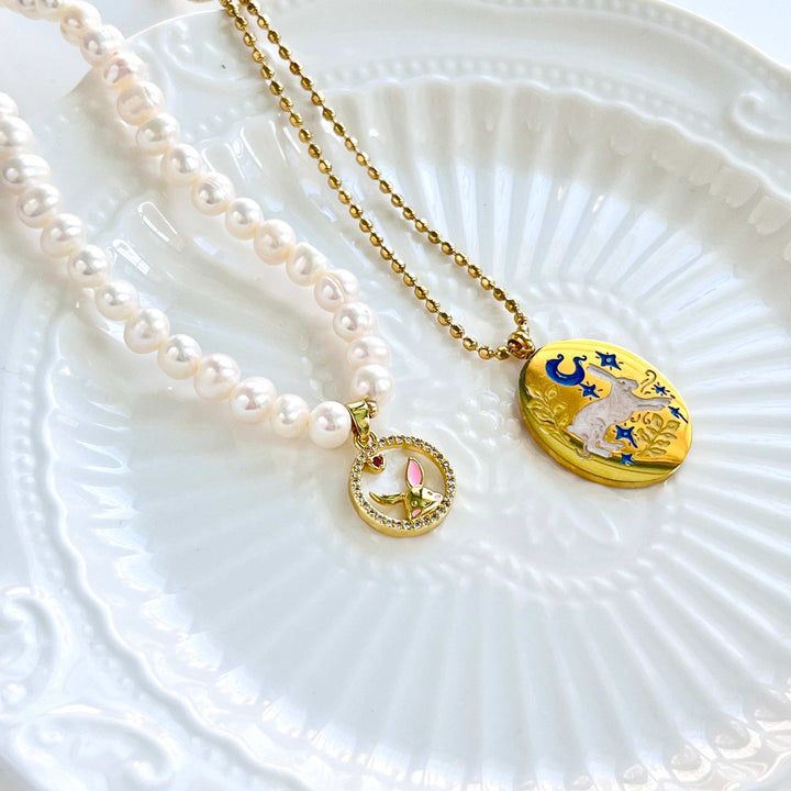 Bunny Pendant Freshwater Pearl Necklace