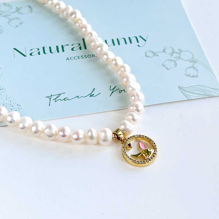 Bunny Pendant Freshwater Pearl Necklace
