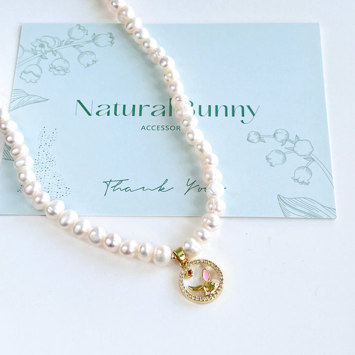 Bunny Pendant Freshwater Pearl Necklace
