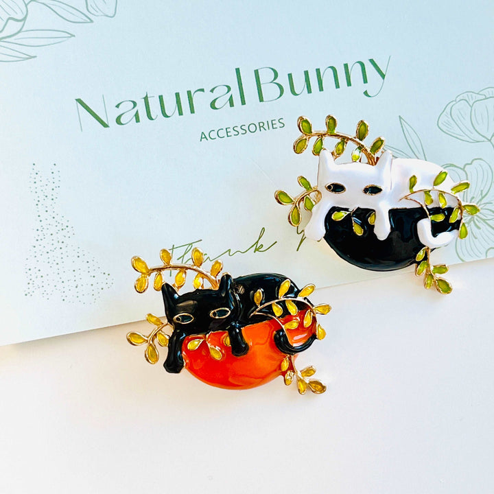 Cat On A Flower Pot Brooch
