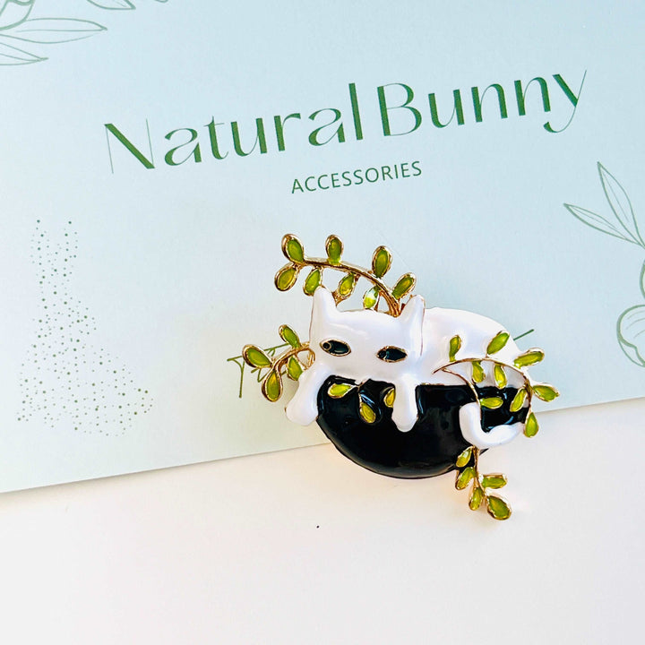 Cat On A Flower Pot Brooch