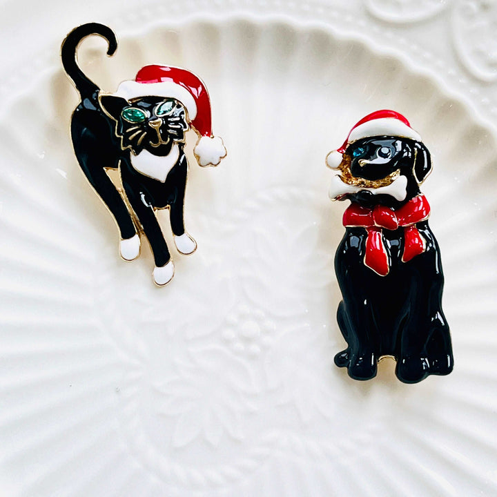 Cat With Santa Hat Brooch