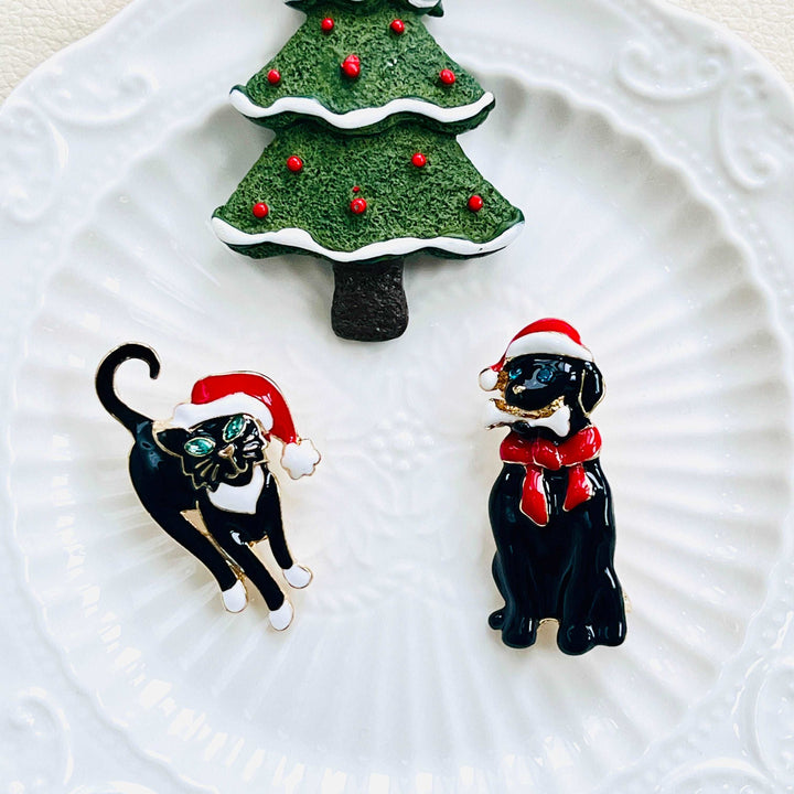 Cat With Santa Hat Brooch