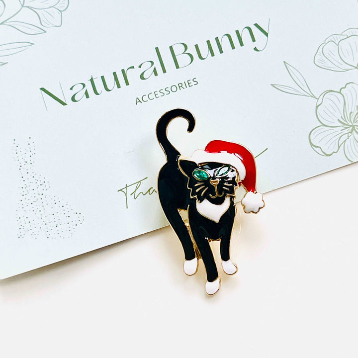 Cat With Santa Hat Brooch