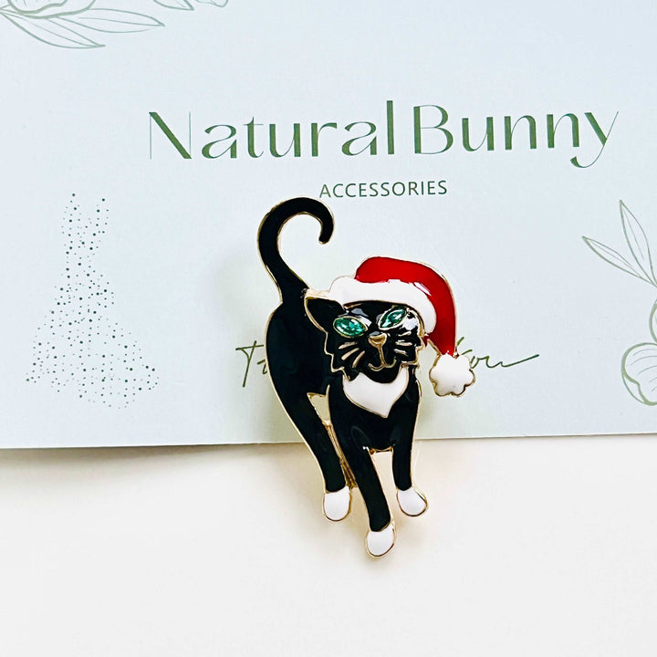 Cat With Santa Hat Brooch