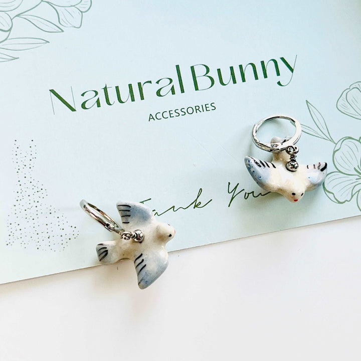 Ceramic Pigeon Hoop Earrings