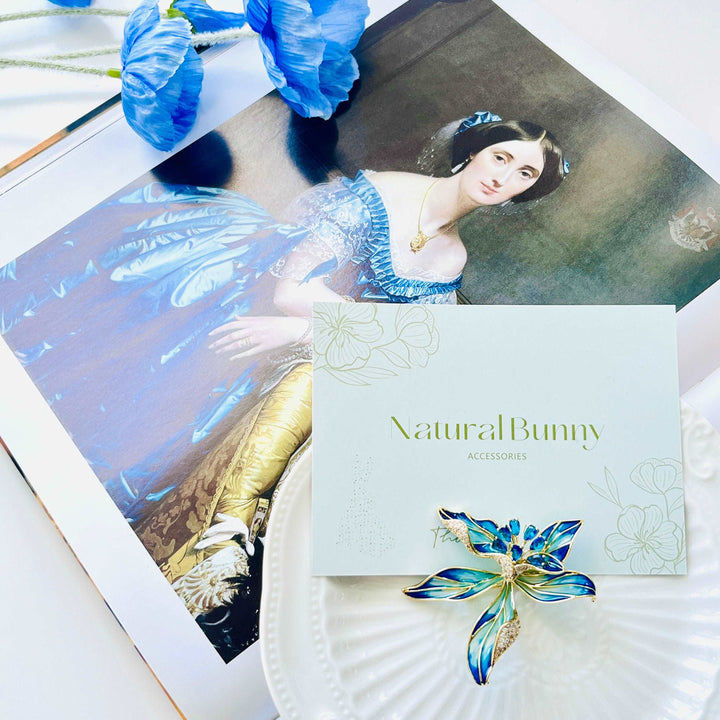 Charming Enamel Orchid Flower Brooch