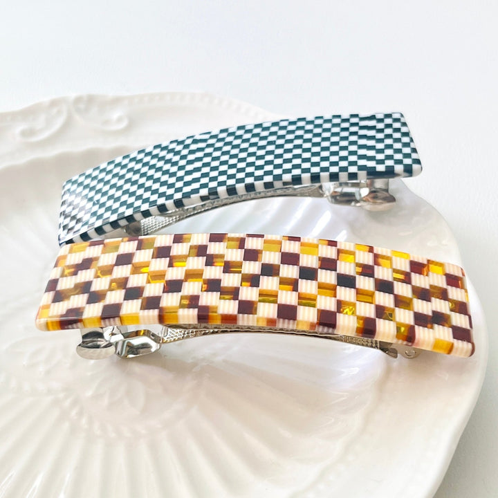 Check Pattern Hair Barrette - Natural Bunny Accessories