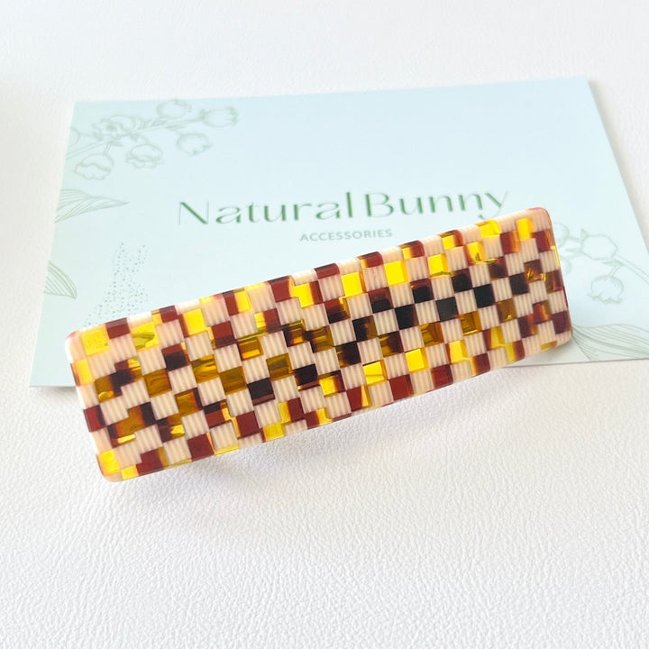 Check Pattern Hair Barrette - Natural Bunny Accessories