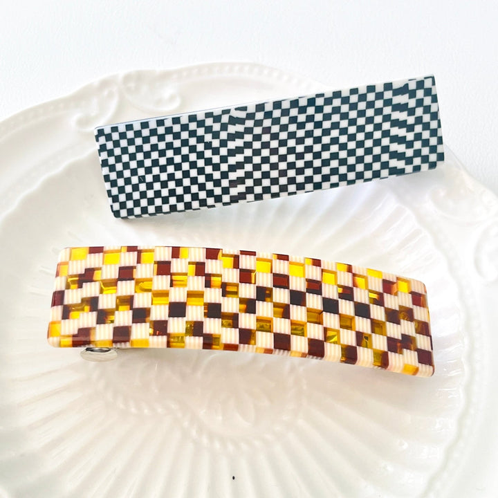 Check Pattern Hair Barrette - Natural Bunny Accessories